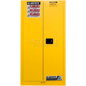 Justrite® Drum Cabinet 55 Gal. Capacity Vertical Self Close Hazmat Flammable W/ Drum Support 896220