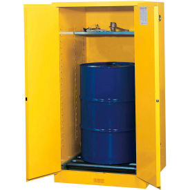 Justrite Drum Safety Cabinet w/ Rollers Self Close Double Door 55 Gal. Cap. 34