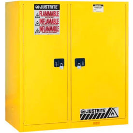 Justrite® Drum Cabinet 115 Gal. Capacity Vertical Self Close Flammable W/ Drum Rollers 899270