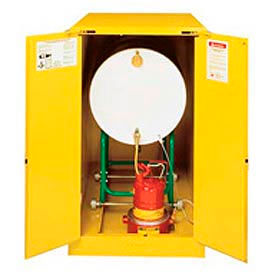 Justrite® Drum Cabinet 55 Gal. Capacity Horizontal Manual Close Flammable W/ Drum Rollers 899300
