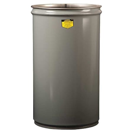 Open Head Waste Receptacle Drum, Steel, 15 gal, Unlined, Gray MPN:26005