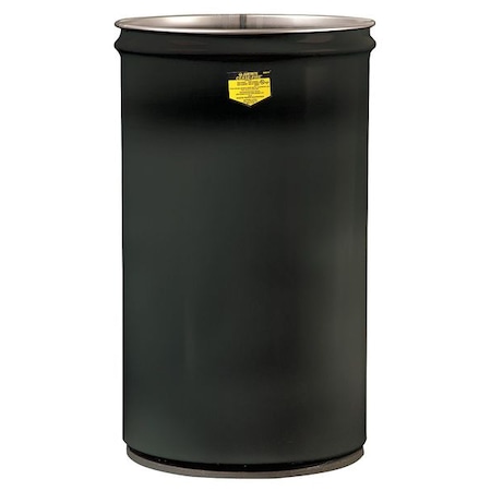 Open Head Waste Receptacle Drum, Steel, 15 gal, Unlined, Black MPN:26005K