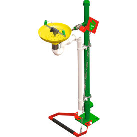 Hughes® Eye & Face Wash Station Pedestal Mount ABS Plastic Bowl Galvanized Pipe 75GP
