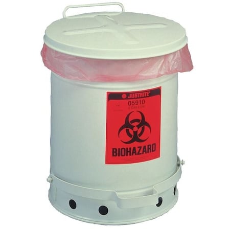 Biohazard Waste Can, Steel, 10 gal, Gray MPN:05934