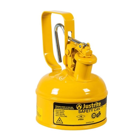 Type I Safety Can, Galvanized Steel, 1 pint, Trigger Handle, Self-Closing Lid, Yellow, Diesel MPN:10011