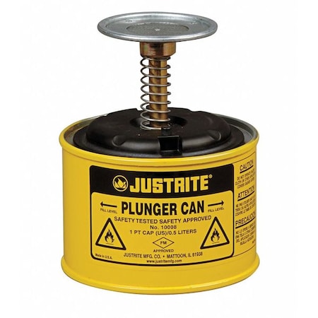 Plunger Can 0.125 gal Steel Can, Brass, Ryton Plunger, 2 3/4 in Dasher Plate Dia., Yellow MPN:10018