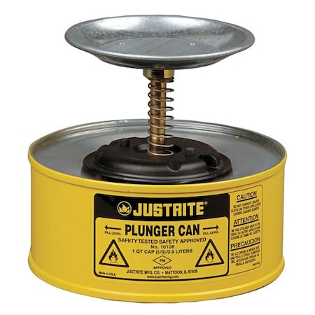 Plunger Can 0.25 gal Steel Can, Brass, Ryton Plunger, 5 in Dasher Plate Dia., Yellow MPN:10118