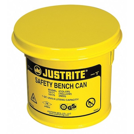 Bench Can 0.25 gal Steel Can, Steel Plunger, 4 1/2 in Dasher Plate Dia., Yellow MPN:10171