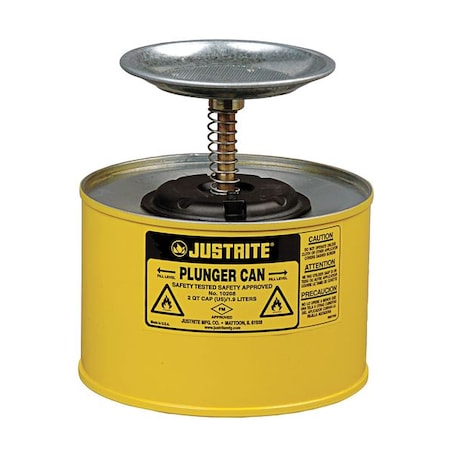 Plunger Can 0.5 gal Steel Can, Brass, Ryton Plunger, 5 in Dasher Plate Dia., Yellow MPN:10218