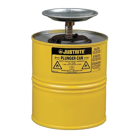 Plunger Can 1 gal Steel Can, Brass, Ryton Plunger, 5 in Dasher Plate Dia., Yellow MPN:10318
