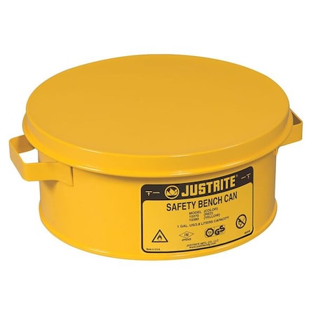 Bench Can 1 gal Steel Can, Steel Plunger, 7 1/2 in Dasher Plate Dia., Yellow MPN:10385