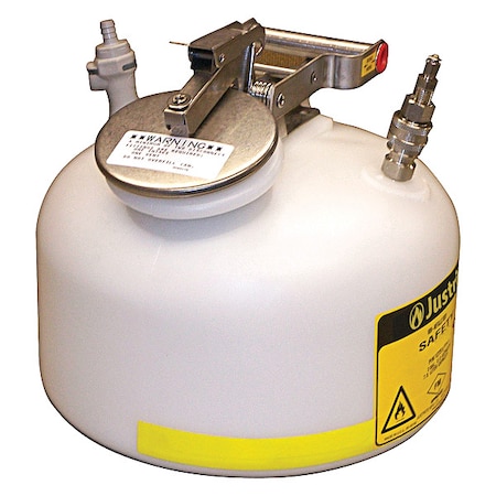HPLC Waste Can, Polyethylene, 2 gal, Solvents, White MPN:12165
