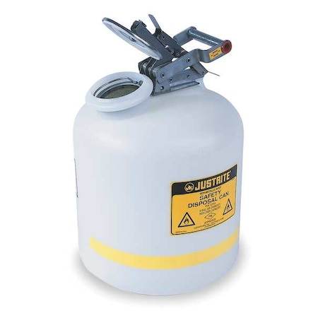 Liquid Disposal Safety Can, Polyethylene, 2 gal, Spring-loaded Sealed Cap, White, Flammables MPN:12751