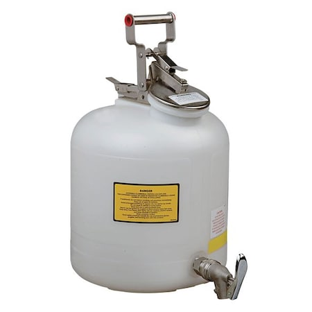 Liquid Disposal Safety Can, Polyethylene, 5 gal, White, Bottom-mount Faucet, White, Flammables MPN:12772