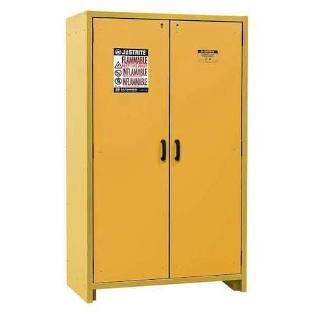 Hazardous Material Storage Cabinet, 45 gal, 3 Shelves, Steel, 46 in W x 76 3/4 in H x 24 1/2 in D MPN:22603
