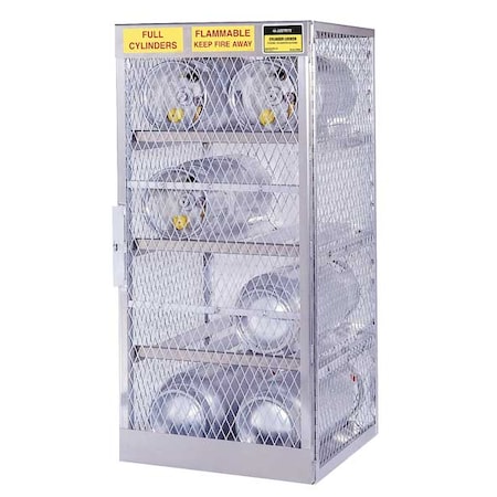 Cylinder Storage Cabinet, Gray, Aluminum MPN:23001