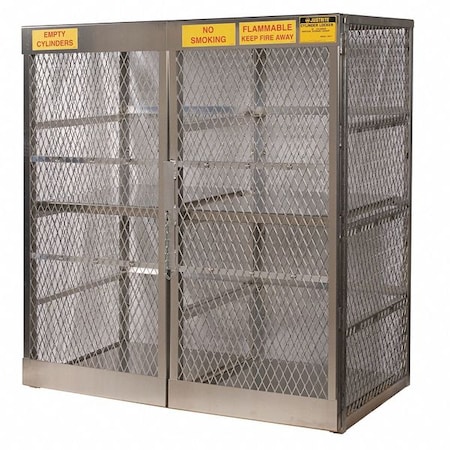 Cylinder Storage Cabinet, 2 Shelves, Aluminum, Gray MPN:23011