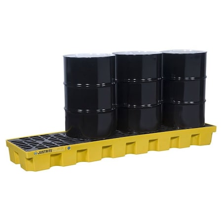 4 Drum Plastic Pallet, In-line, without Drain, Yellow - 28630 MPN:28630