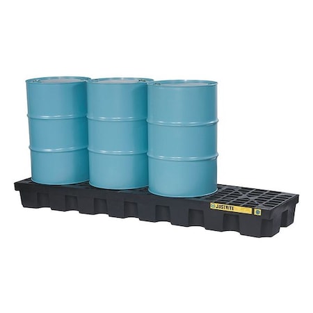 Drum Spill Containment Pallet, 4 Drum, 5, 4 Drums, 5, 000 lb Load Capacity, Recycled Polyethylene MPN:28631