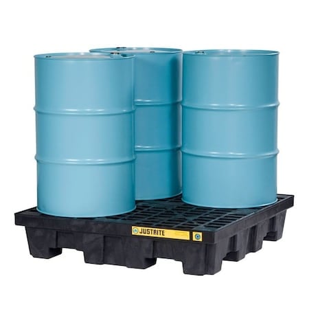 4 Drum Square Plastic Pallet, with Drain, Black - 28637 MPN:28637