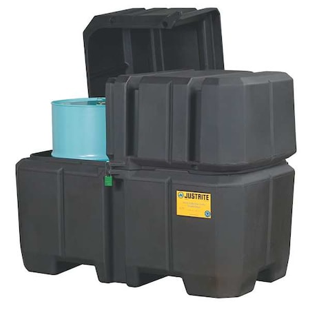 Double Drum Collection Center, Dual Covers, Forklift Channels, Black - 28683 MPN:28683