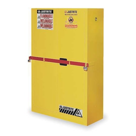 Hazardous Material Storage Cabinet, 45 gal, 2 Shelves, Steel, 43 in W x 65 in H x 18 in D, Yellow MPN:29884Y