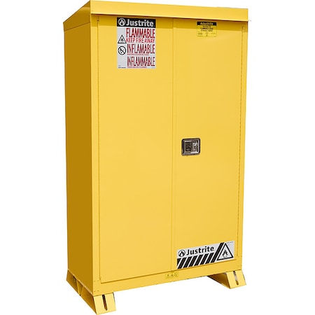 Hazardous Material Storage Cabinet, 45 gal, 2 Shelves, Steel, 43 in W x 65 in H x 18 in D, Yellow MPN:814520
