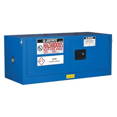 Hazardous Material Storage Cabinet, 12 gal, 0 Shelves, Steel, 43 in W x 18 in H x 18 in D, Blue MPN:861328