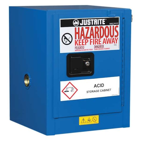 Hazardous Material Storage Cabinet, 60 gal, 2 Shelves, Steel, 34 in W x 65 in H x 34 in D, Blue MPN:866028