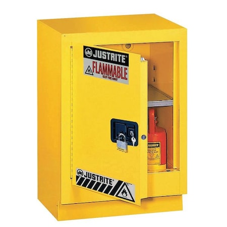Flammable Cabinet, 15 gal, 1 Shelves, Steel, 24 in W x 35 3/4 in H x 21 5/8 in D, Yellow MPN:882410