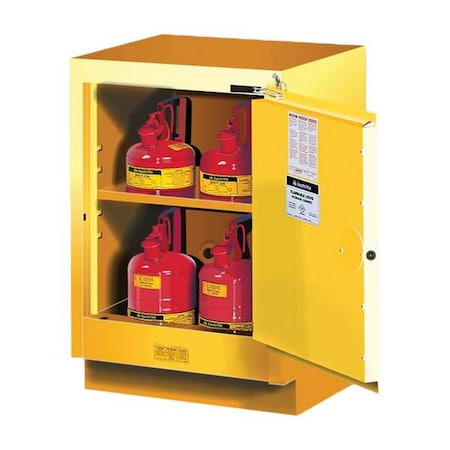 Flammable Cabinet, 15 gal, 1 Shelves, Steel, 24 in W x 35 3/4 in H x 21 5/8 in D, Yellow MPN:882420