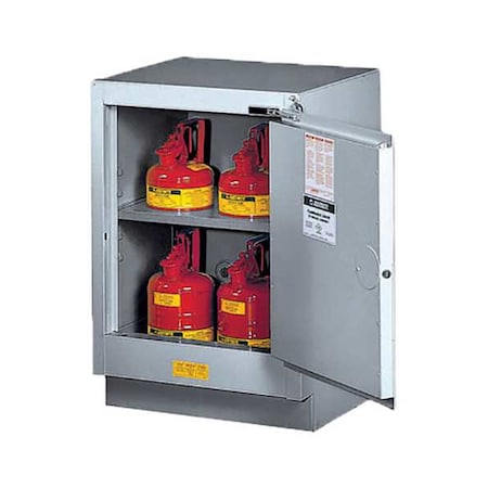Flammable Cabinet, 15 gal, 1 Shelves, Steel, 24 in W x 35 3/4 in H x 21 5/8 in D, Silver MPN:882424
