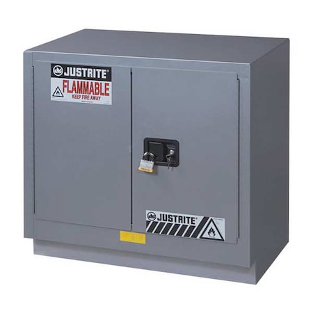 Flammable Cabinet, 23 gal, 1 Shelves, Steel, 36 in W x 35 3/4 in H x 21 5/8 in D, Silver MPN:883604