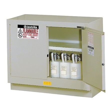 Flammable Cabinet, 31 gal, 1 Shelves, Steel, 48 in W x 35 3/4 in H x 21 5/8 in D, Silver MPN:884824