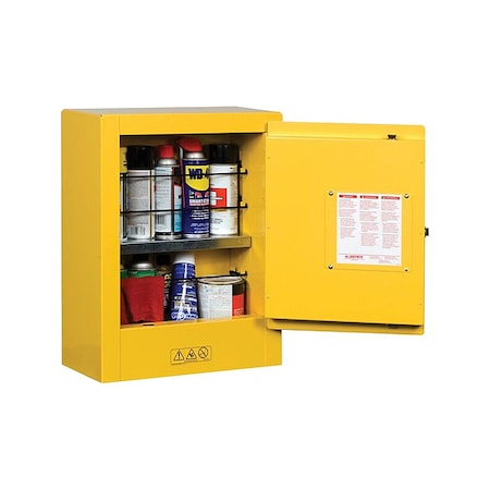 Hazardous Material Storage Cabinet, 1 gal, 1 Shelves, Steel, 17 in W x 22 in H x 8 in D, Yellow MPN:890200