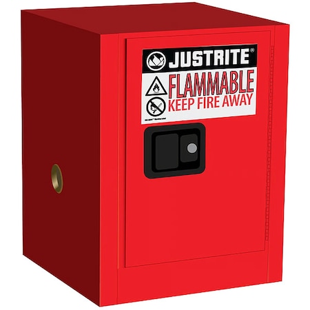 Hazardous Material Storage Cabinet, 4 gal, 1 Shelves, Steel, 17 in W x 22 in H x 17 in D, Red MPN:890401