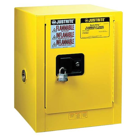 Flammable Safety Storage Cabinet, 4 gal, 1 Shelves, Steel, 17 in W x 22 in H x 17 in D, Yellow MPN:8904205