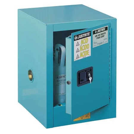 Hazardous Material Storage Cabinet, 4 gal, 1 Shelves, Steel, 17 in W x 22 in H x 17 in D, Blue MPN:890422