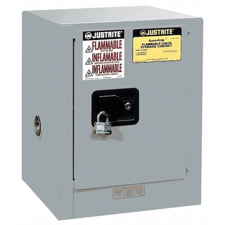 Flammables Safety Cabinet, 4 gal, 1 Shelves, Steel, 17 in W x 22 in H x 17 in D, Gray MPN:890423