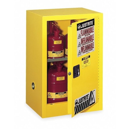 Hazardous Material Storage Cabinet, 12 gal, 1 Shelves, Steel, 23 1/4 in W x 35 in H x 18 in D MPN:891200