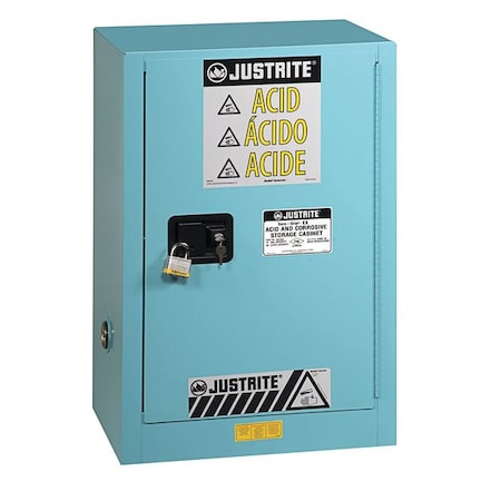 Hazardous Material Storage Cabinet, 12 gal, 1 Shelves, Steel, 23 1/4 in W x 35 in H x 18 in D, Blue MPN:891202