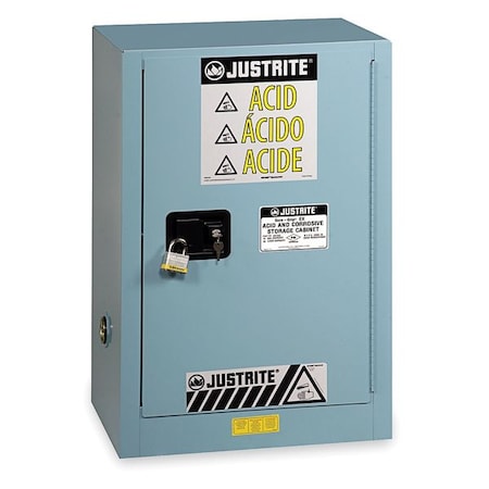 Hazardous Material Storage Cabinet, 12 gal, 1 Shelves, Steel, 23 1/4 in W x 35 in H x 18 in D, Blue MPN:891222