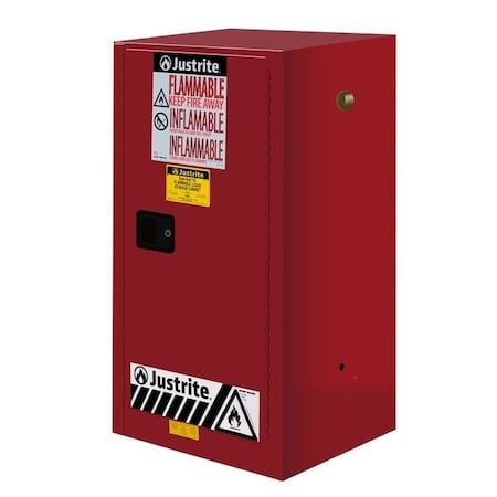 15 gal, 1 Shelves, 18-Gauge Steel, 23.25 in W x 44 in H x 18 in D, Red MPN:891501