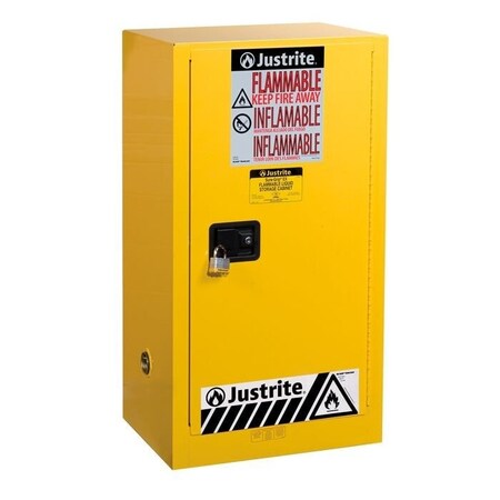 20 gal, 2 Shelves, 18-Gauge Steel, 23.25 in W x 44 in H x 18 in D, Yellow MPN:891530