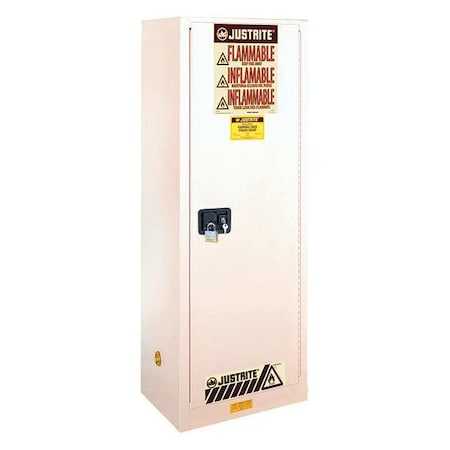 Flammable Safety Storage Cabinet, 22 gal, 3 Shelves, Steel, 23 1/4 in W x 65 in H x 18 in D, White MPN:892205
