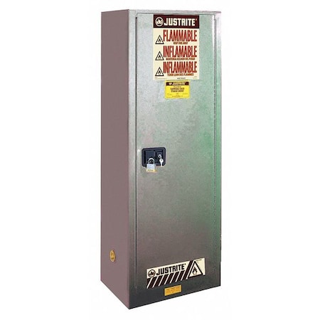 Flammable Liquid Safety Cabinet, 22 gal, 3 Shelves, Galvanized Steel, 23-1/4 in W x 65