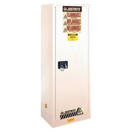 Flammable Safety Storage Cabinet, 22 gal, 3 Shelves, Steel, 23 1/4 in W x 65 in H x 18 in D, White MPN:892225