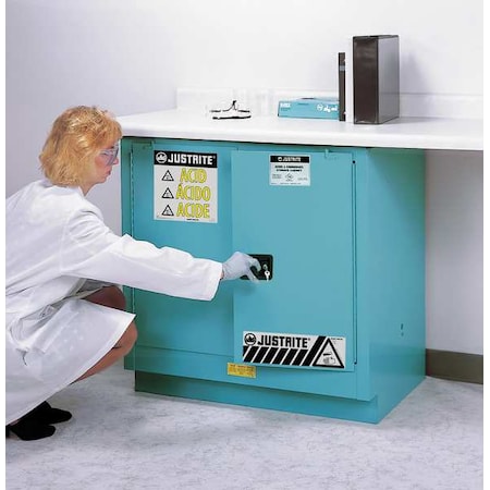 Hazardous Material Storage Cabinet, 22 gal, 1 Shelves, Steel, 35 in W x 35 in H x 22 in D, Blue MPN:892302