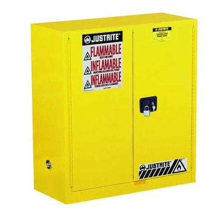 Hazardous Material Storage Cabinet, 30 gal, 1 Shelves, Steel, 43 in W x 44 in H x 18 in D, Yellow MPN:893000