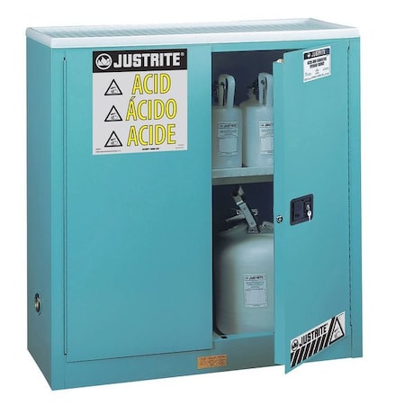 Hazardous Material Storage Cabinet, 30 gal, 1 Shelves, Steel, 43 in W x 44 in H x 18 in D, Blue MPN:893002